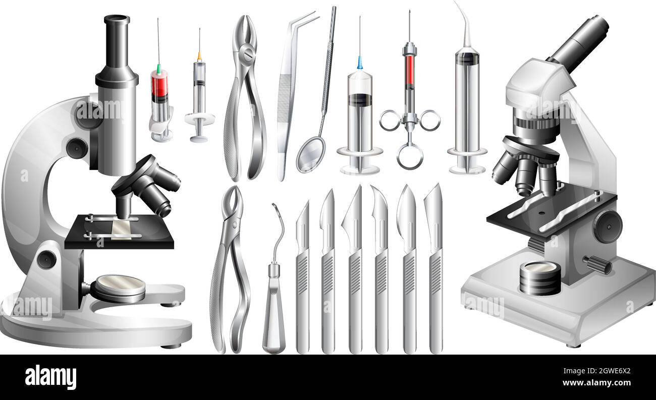 Apparecchiature e strumenti medici diversi Illustrazione Vettoriale