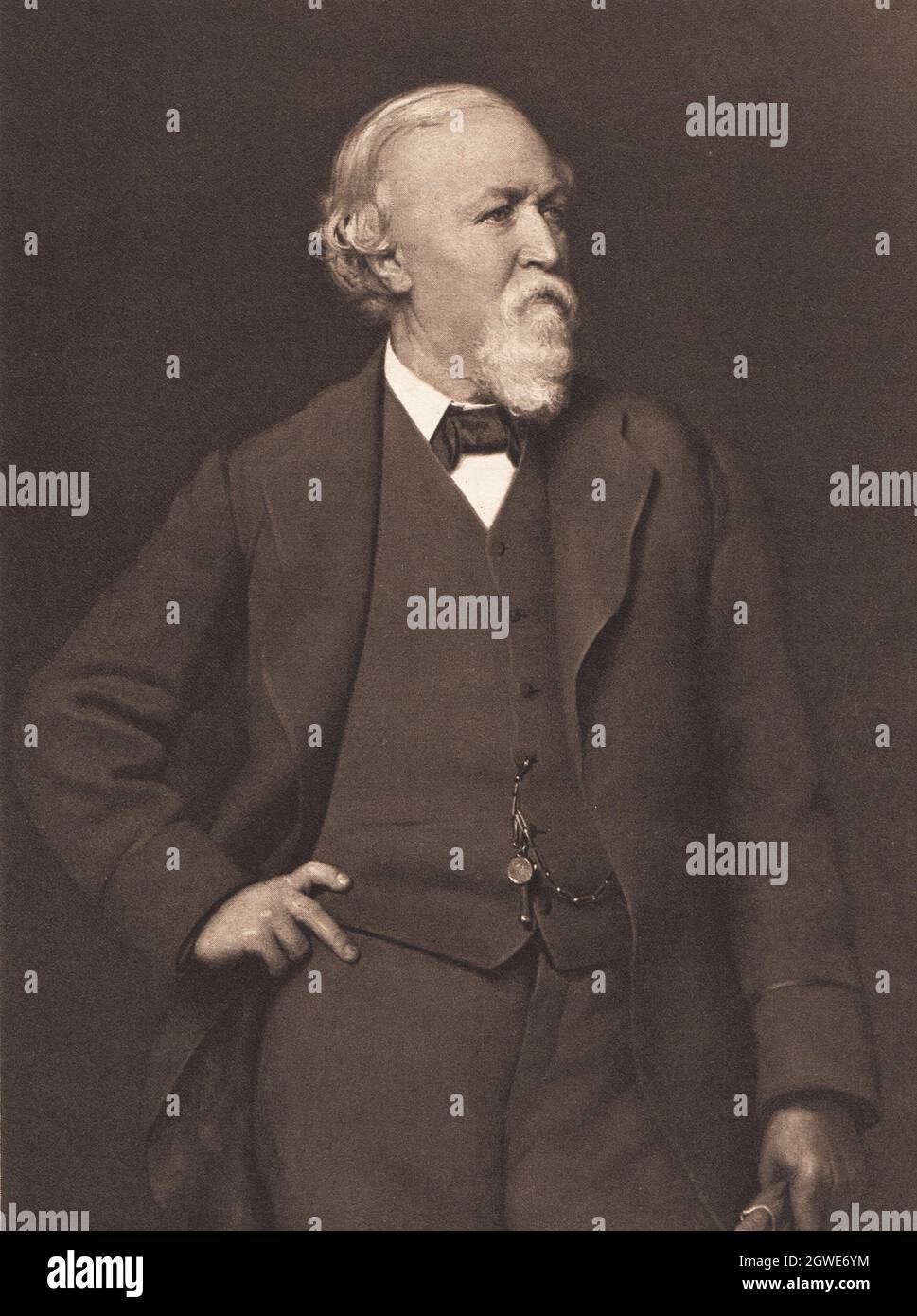 Ritratto di Robert Browning da un ritratto di Rudolph Lehmann. Foto Stock