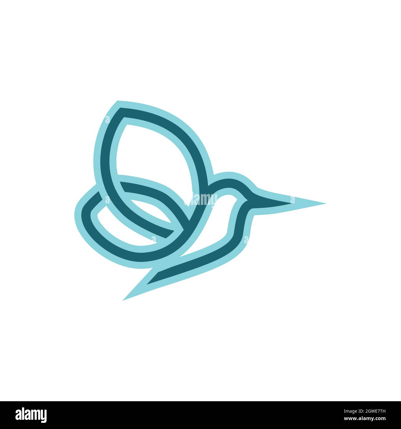 astratto uccello linea logo icona flat vettore concetto grafico design Illustrazione Vettoriale