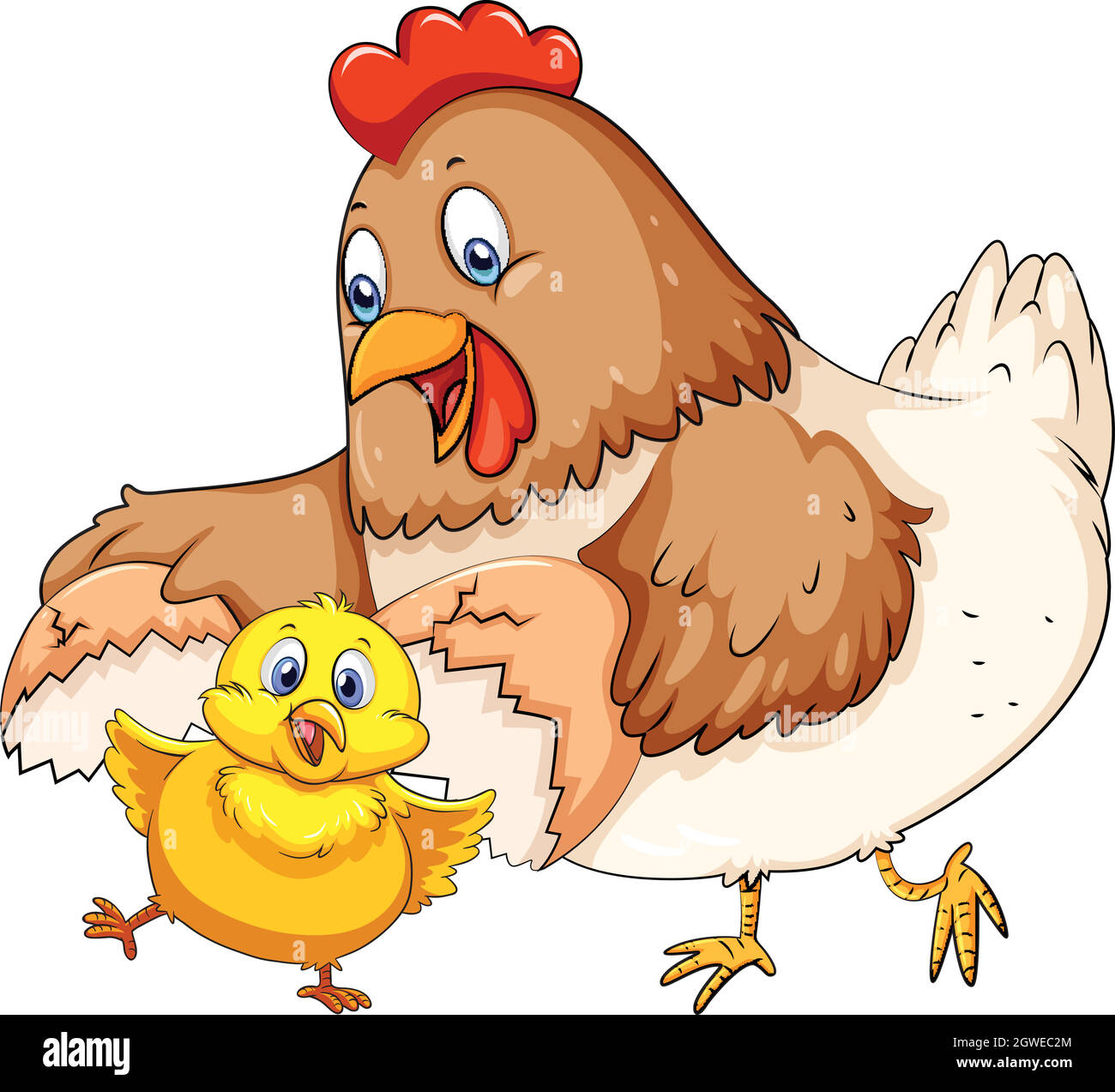 Gallina madre e pulcino piccolo Illustrazione Vettoriale