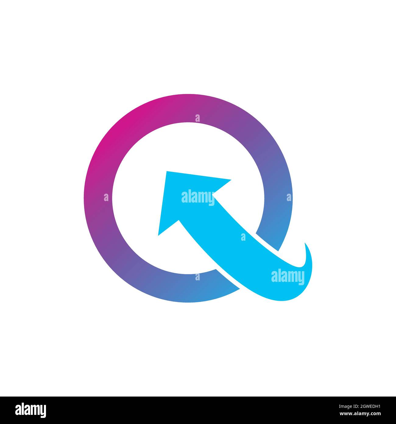 Lettera Q cerchio freccia logo icona flat vettoriale concetto grafico Illustrazione Vettoriale