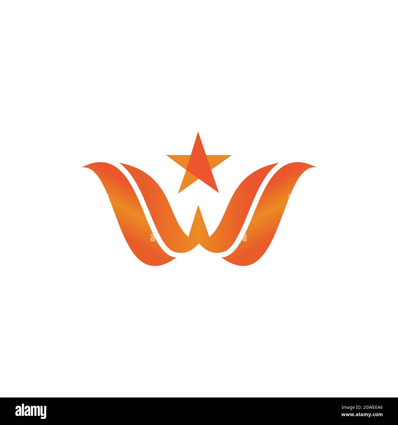 Lettera W STAR Wing logo icona flat vettoriale concept design grafico Illustrazione Vettoriale