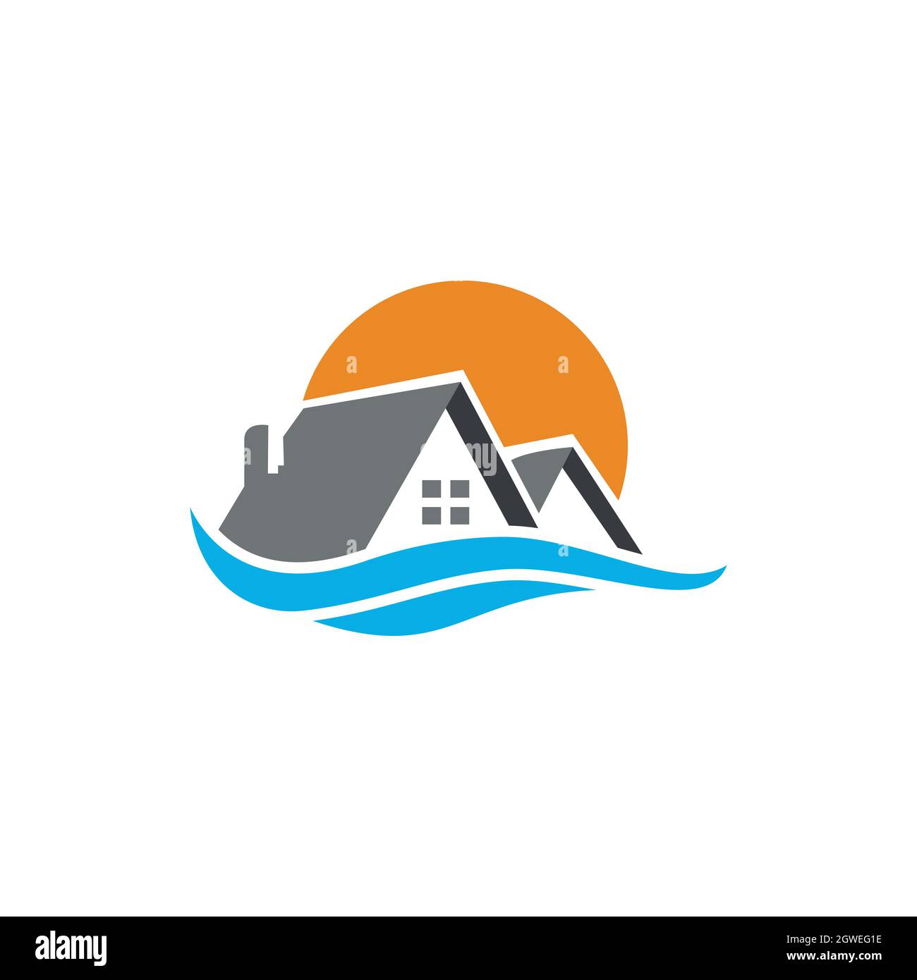 immobiliare residenza logo icona flat vettore concetto grafico design Illustrazione Vettoriale