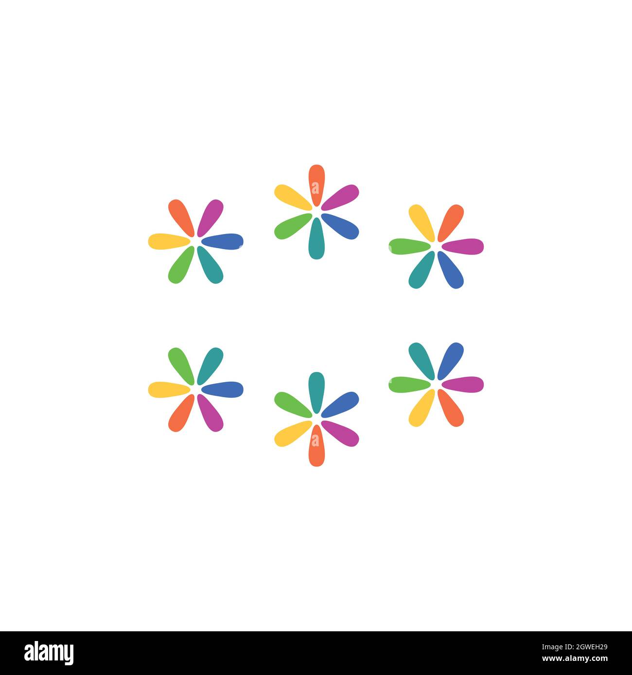 sei fiori pieno colore logo icona flat vettore concetto grafico design Illustrazione Vettoriale sei fiori pieno colore logo icona flat vettore concetto grafico design Illustrazione Vettoriale