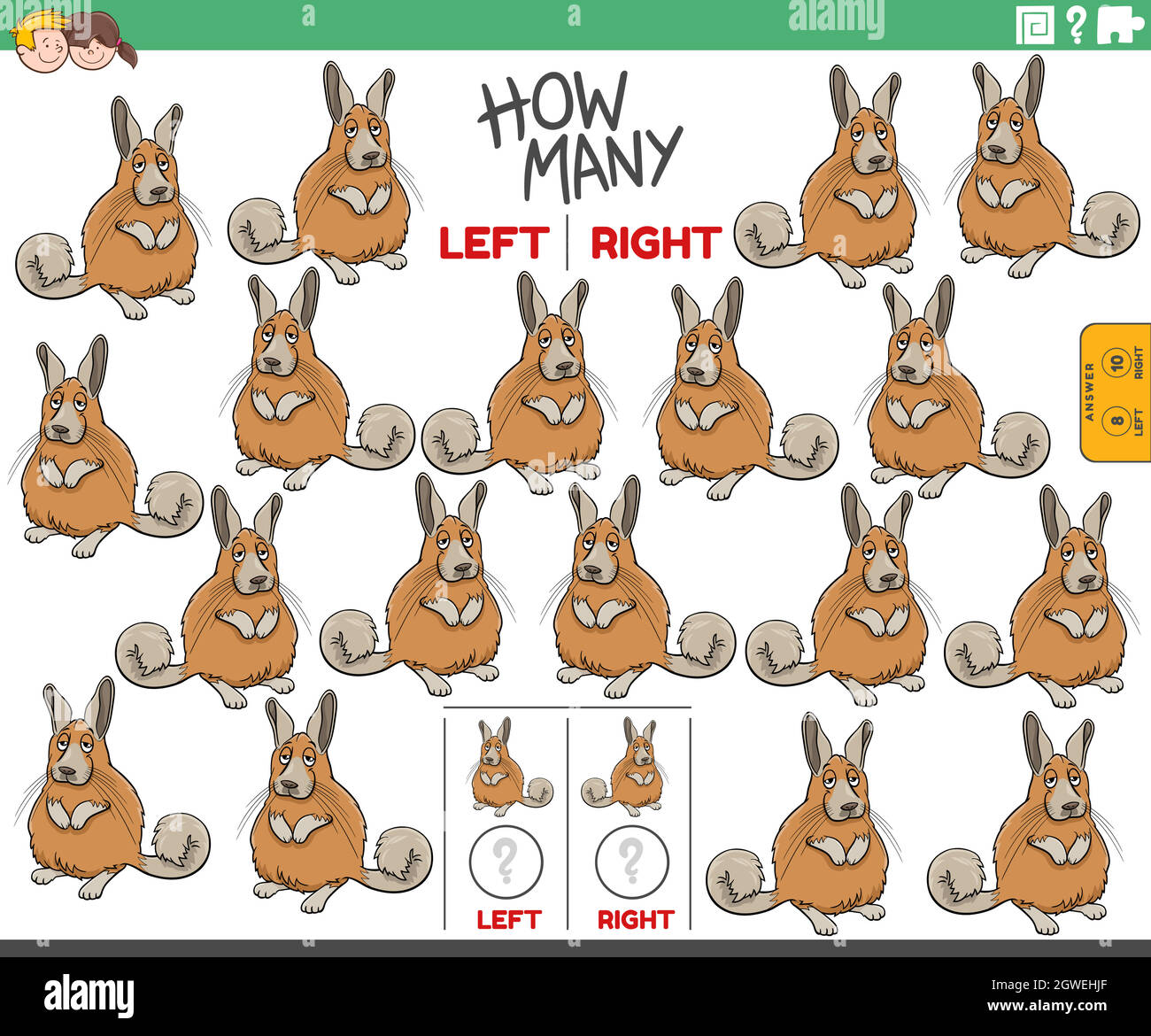 contando le immagini di destra e di sinistra dell'animale viscacha del cartone animato Illustrazione Vettoriale