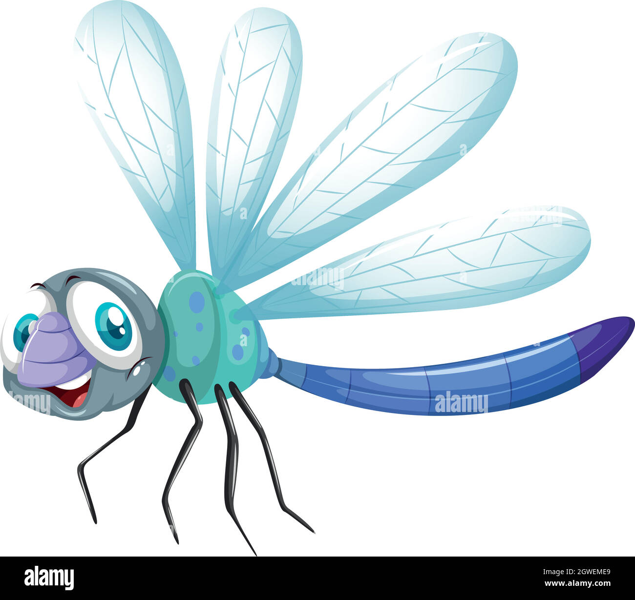 Dragonfly di colore blu Illustrazione Vettoriale