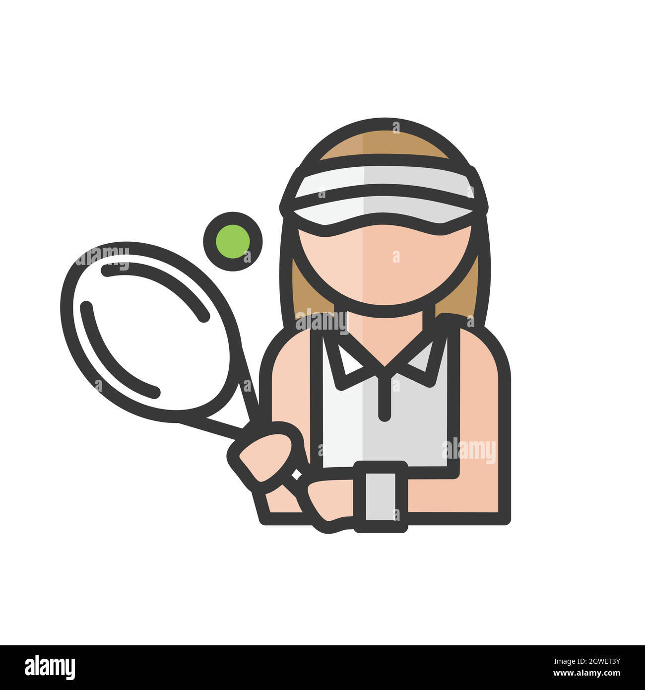 Avatar giocatore di tennis femminile. Donna che gioca un personaggio sportivo. Utente del profilo, persona. Icona persone. Illustrazione vettoriale Illustrazione Vettoriale