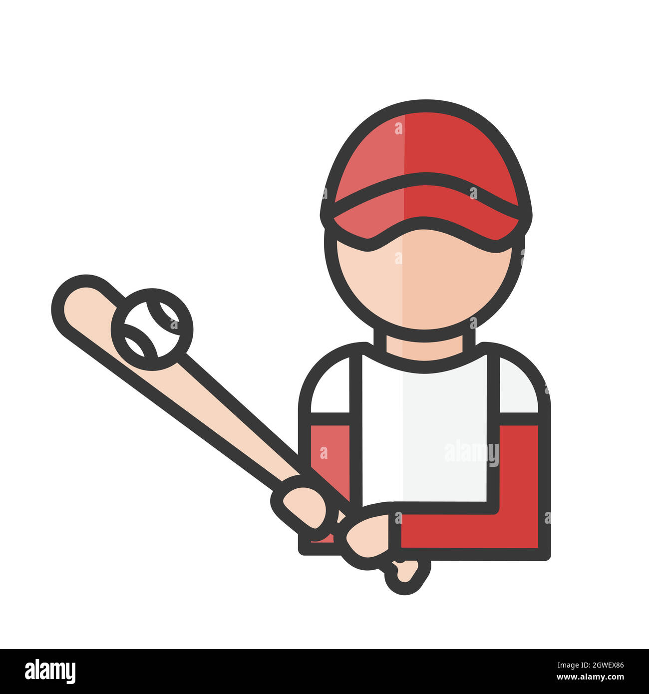 Avatar giocatore di baseball. Uomo che gioca un personaggio sportivo. Utente del profilo, persona. Icona persone. Illustrazione vettoriale Illustrazione Vettoriale