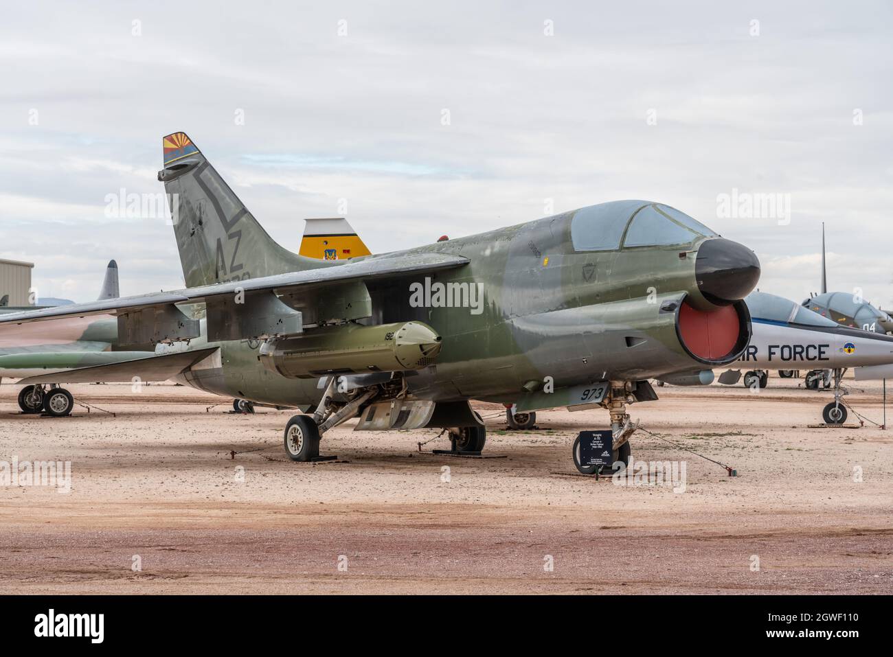 Un combattente sciopero Vought A-7D Corsair II nel Pima Air & Space Museum, Tucson, Arizona. Foto Stock
