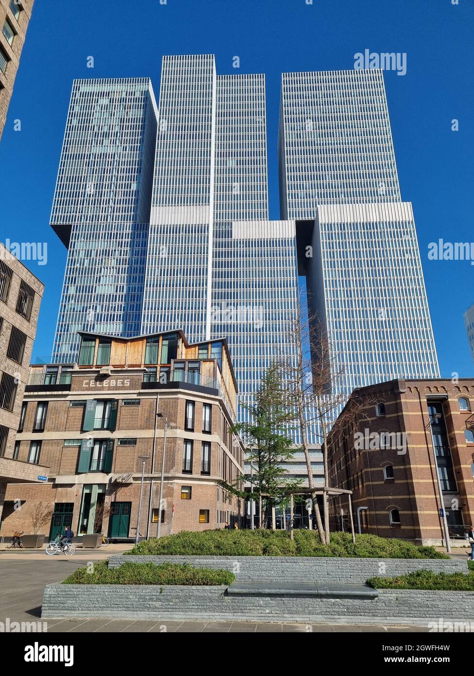 Moderno skyline di Rotterdam, Paesi Bassi Foto Stock