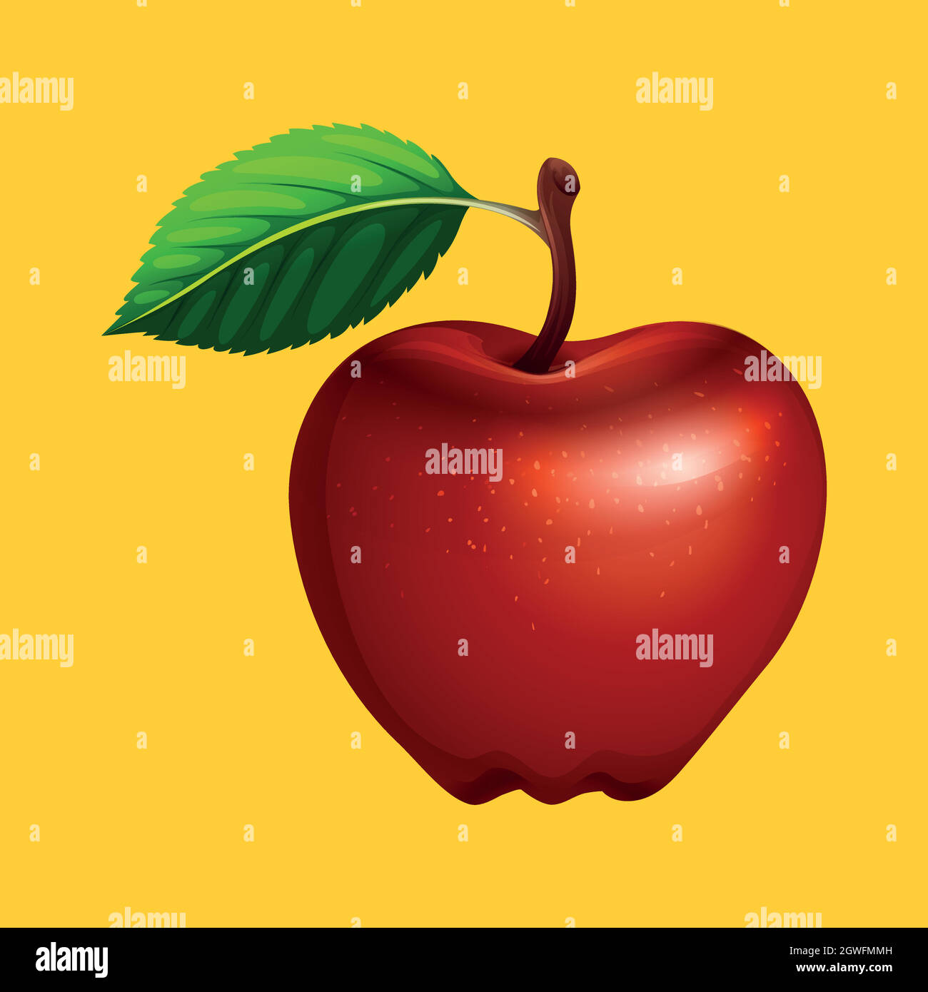 Una mela rossa su sfondo giallo Illustrazione Vettoriale