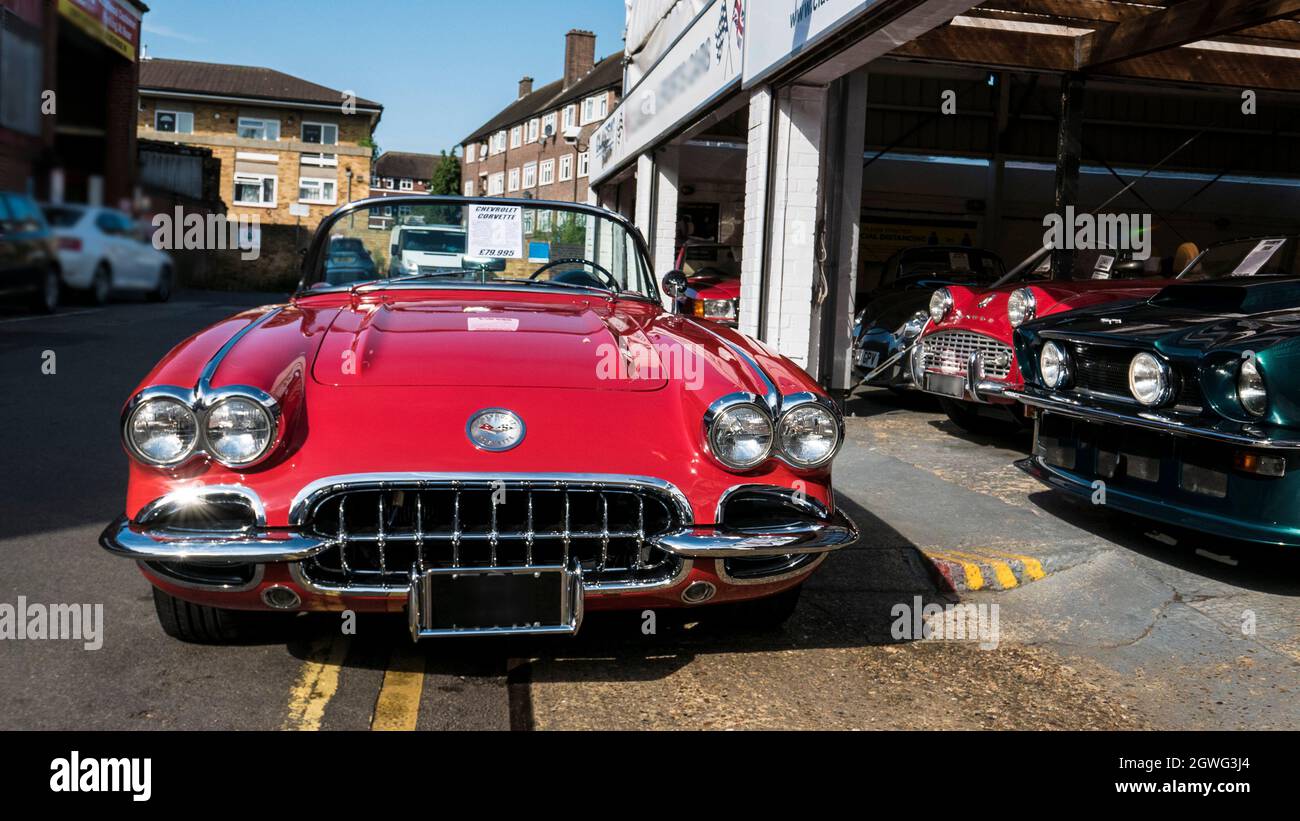 Sportscar rosso Corvette Foto Stock