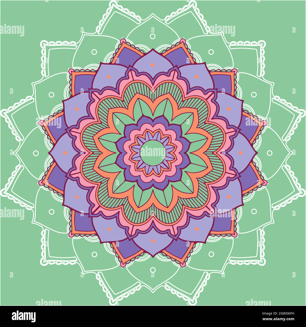 Modelli Mandala su sfondo verde Illustrazione Vettoriale