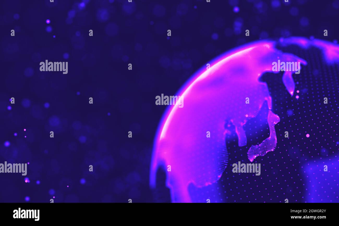 Sfondo galassico ultra violetto. Spazio sfondo illustrazione universo con Nebula. 2018 background di tecnologia viola. Concetto di intelligenza artificiale Foto Stock