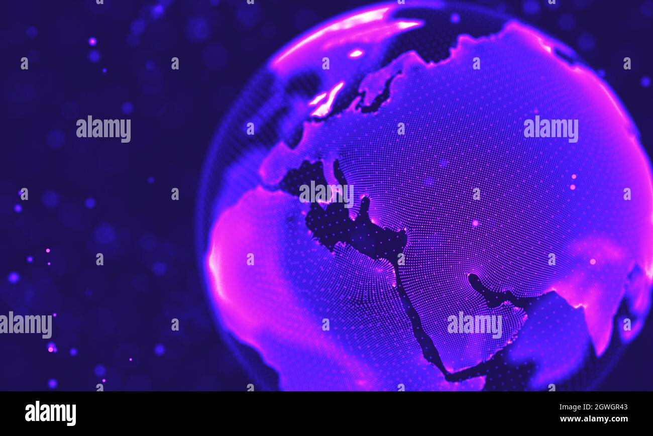 Sfondo galassico ultra violetto. Spazio sfondo illustrazione universo con Nebula. 2018 background di tecnologia viola. Concetto di intelligenza artificiale Foto Stock