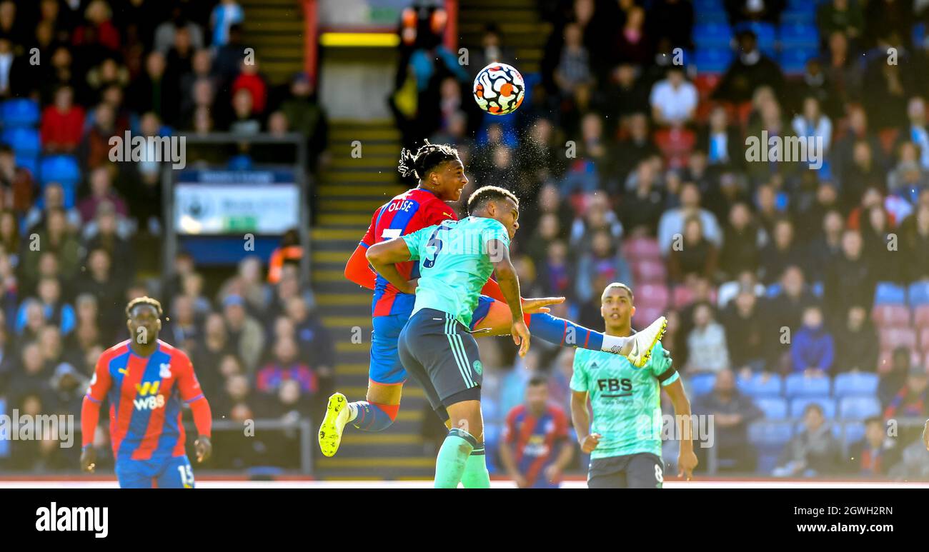 Londra, Regno Unito. 03 ottobre 2021. Durante la partita della Premier League tra Crystal Palace e Leicester City a Selhurst Park, Londra, Inghilterra, il 3 ottobre 2021. Foto di Phil Hutchinson. Solo per uso editoriale, licenza richiesta per uso commerciale. Nessun utilizzo nelle scommesse, nei giochi o nelle pubblicazioni di un singolo club/campionato/giocatore. Credit: UK Sports Pics Ltd/Alamy Live News Foto Stock