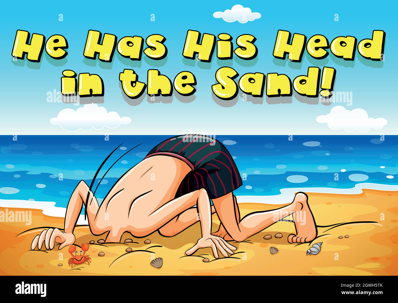 Frase sul poster perché ha la testa nella sabbia Illustrazione Vettoriale