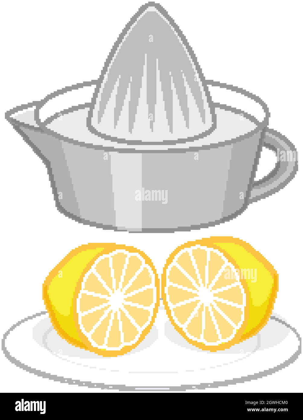 Limone tagliato in due pezzi e spremute maker Illustrazione Vettoriale
