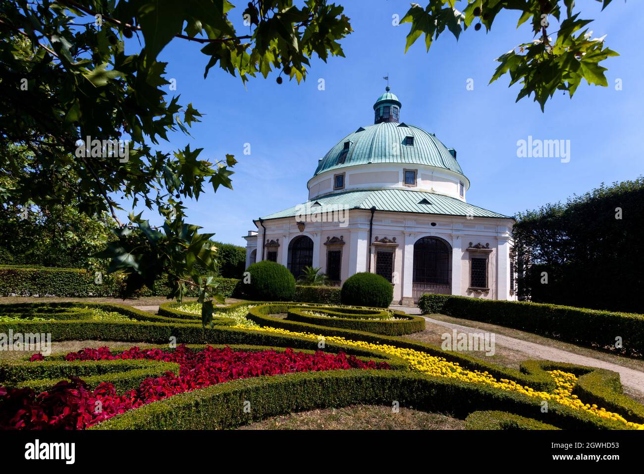 Giardino barocco europeo Kromeriz, Repubblica Ceca, giardini mozzafiato Foto Stock