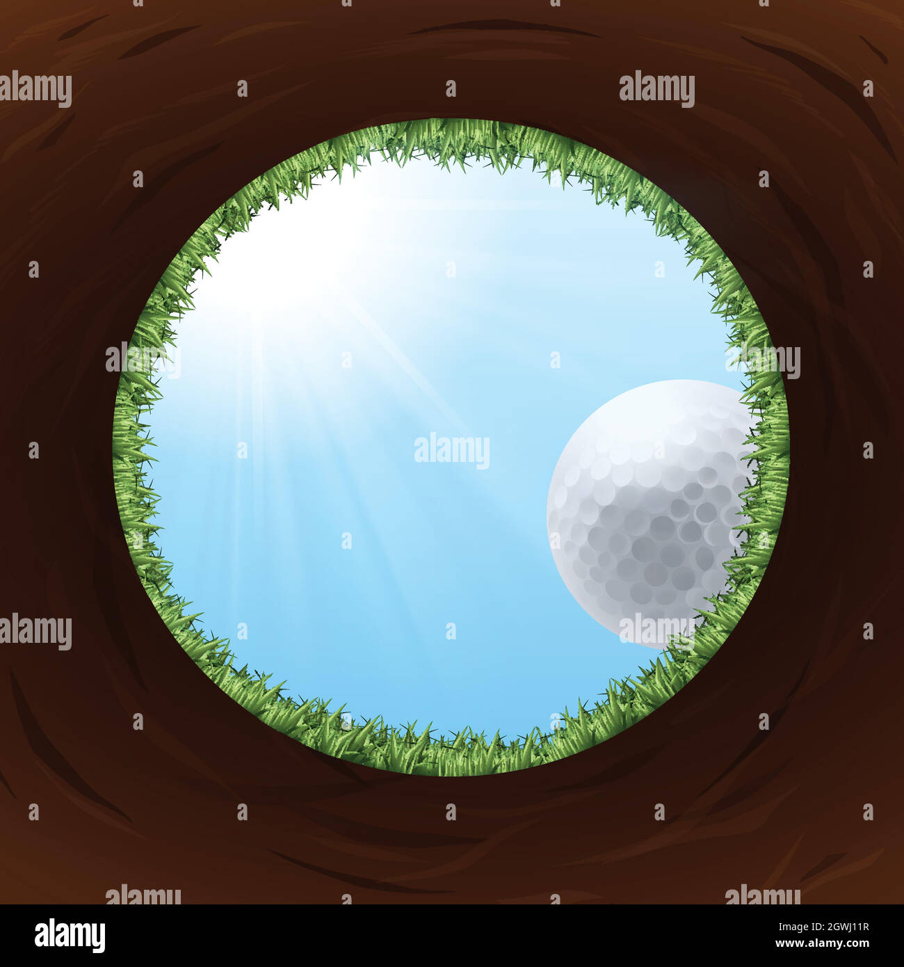 Un campo da golf dalla vista dal basso Illustrazione Vettoriale