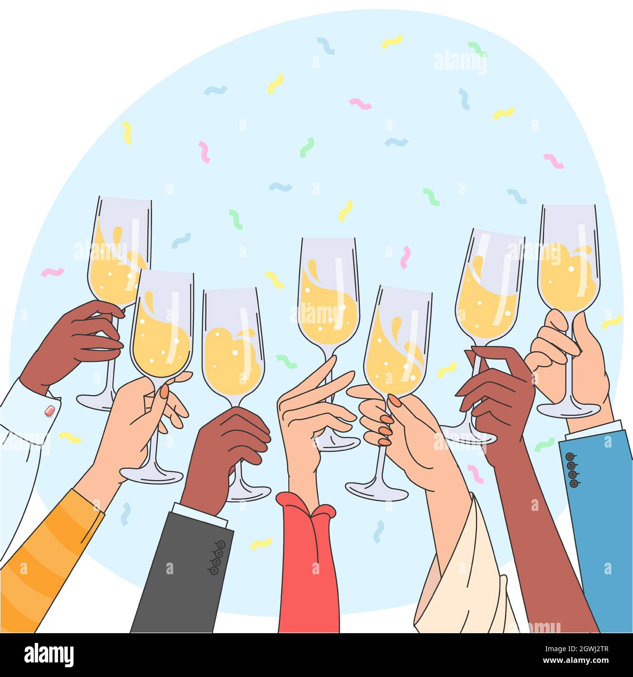 Persone che tengono bicchieri di champagne Illustrazione Vettoriale