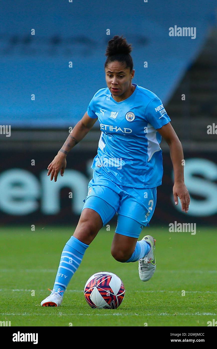 Manchester, Regno Unito. 03 ottobre 2021. Manchester City Academy Stadium, Manchester, 3 ottobre 2021 Barclays fa Women's Super League- Manchester City Women vs West Ham Women Demi Stokes of Manchester City Women. Credit: Touchlinepics/Alamy Live News Foto Stock