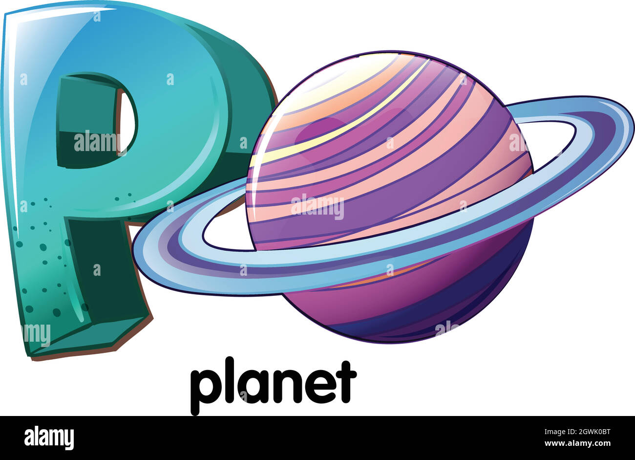 Una lettera P per Planet Illustrazione Vettoriale