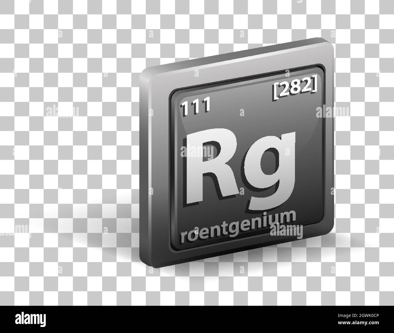 Elemento chimico Roentgenium. Simbolo chimico con numero atomico e massa atomica. Illustrazione Vettoriale