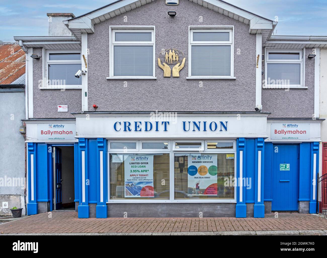 Edificio Ballymahon Credit Union a Ballymahon, Longford. Parte del gruppo Affinity Credit Union. A non profit, organizzazione finanziaria di proprietà del membro Foto Stock