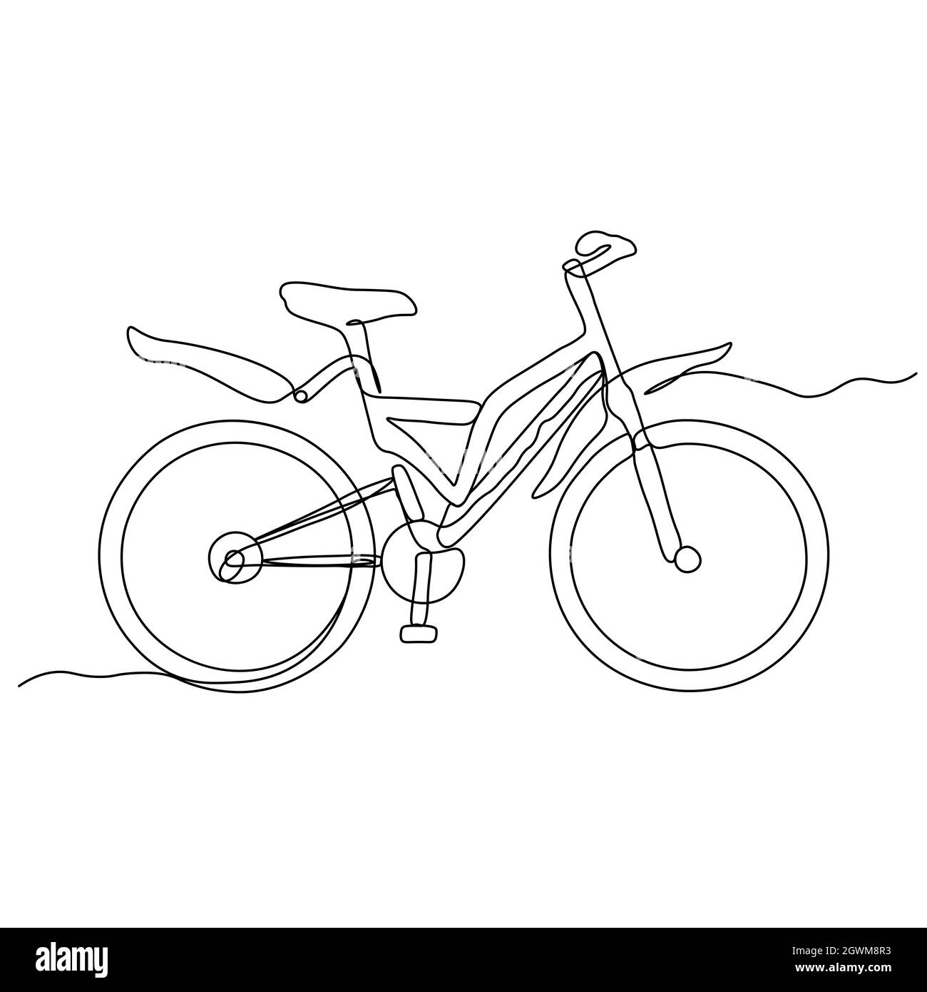 Mountain bike. Una linea continua. Illustrazione vettoriale disegnata con un'unica linea. Illustrazione Vettoriale