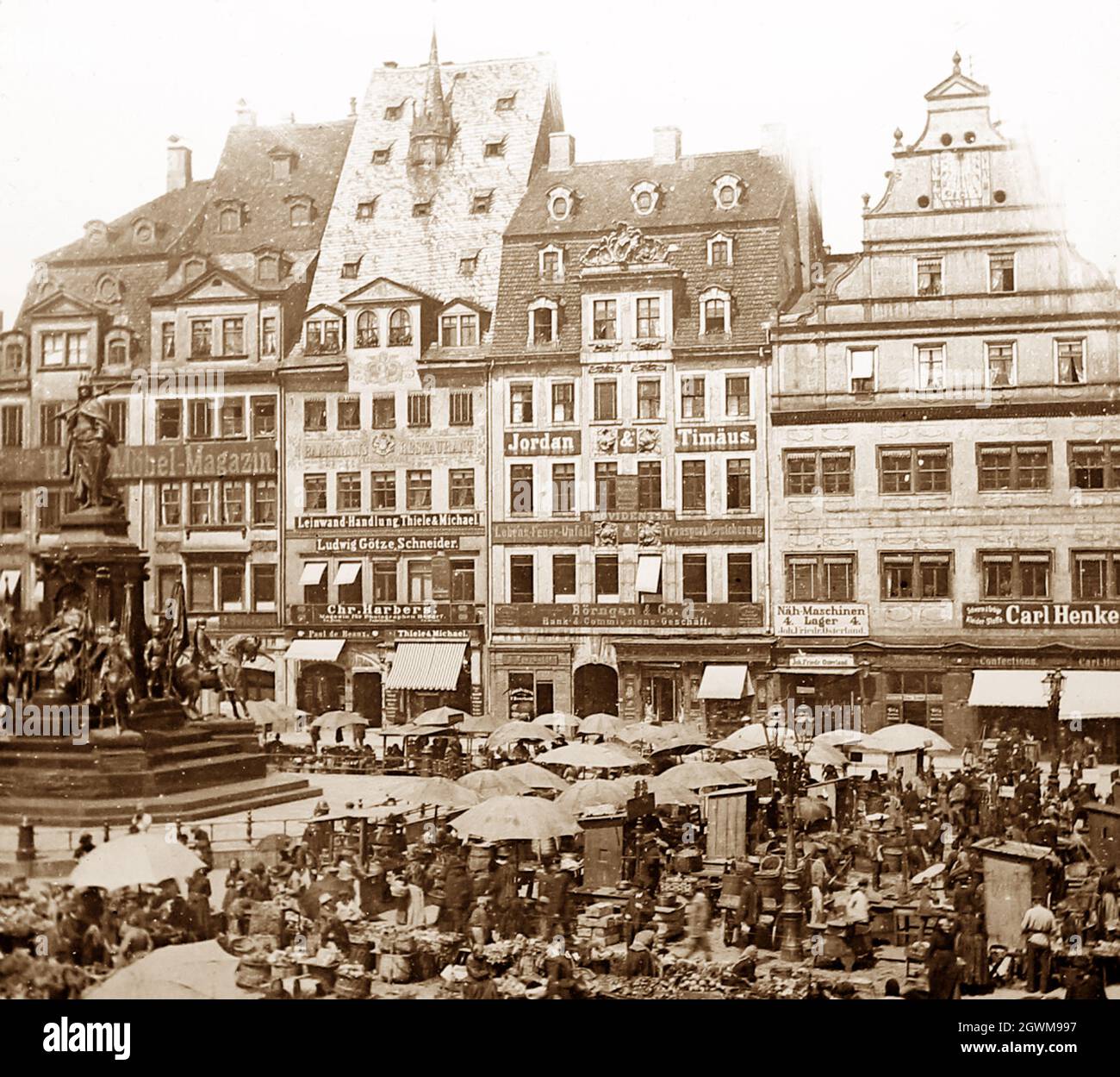 Mercato, Lipsia, Germania, periodo vittoriano Foto Stock
