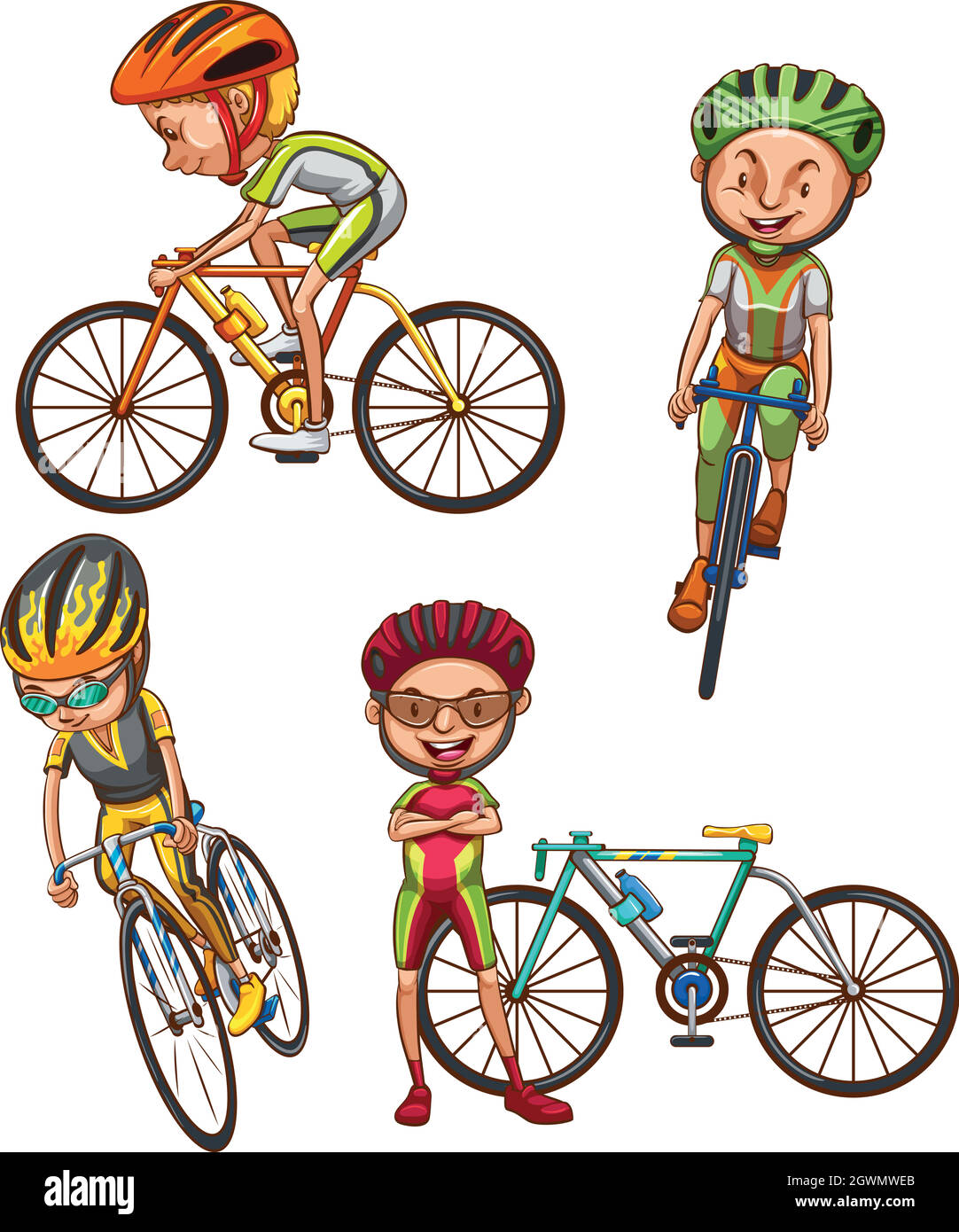 Uno schizzo colorato dei ciclisti Illustrazione Vettoriale