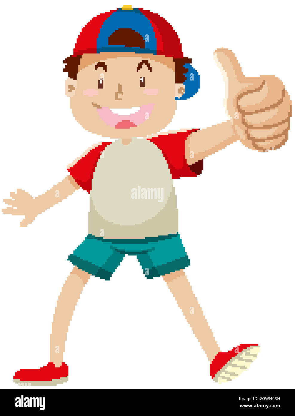 Un ragazzo con il pollice in posa in felice umore isolato Illustrazione Vettoriale