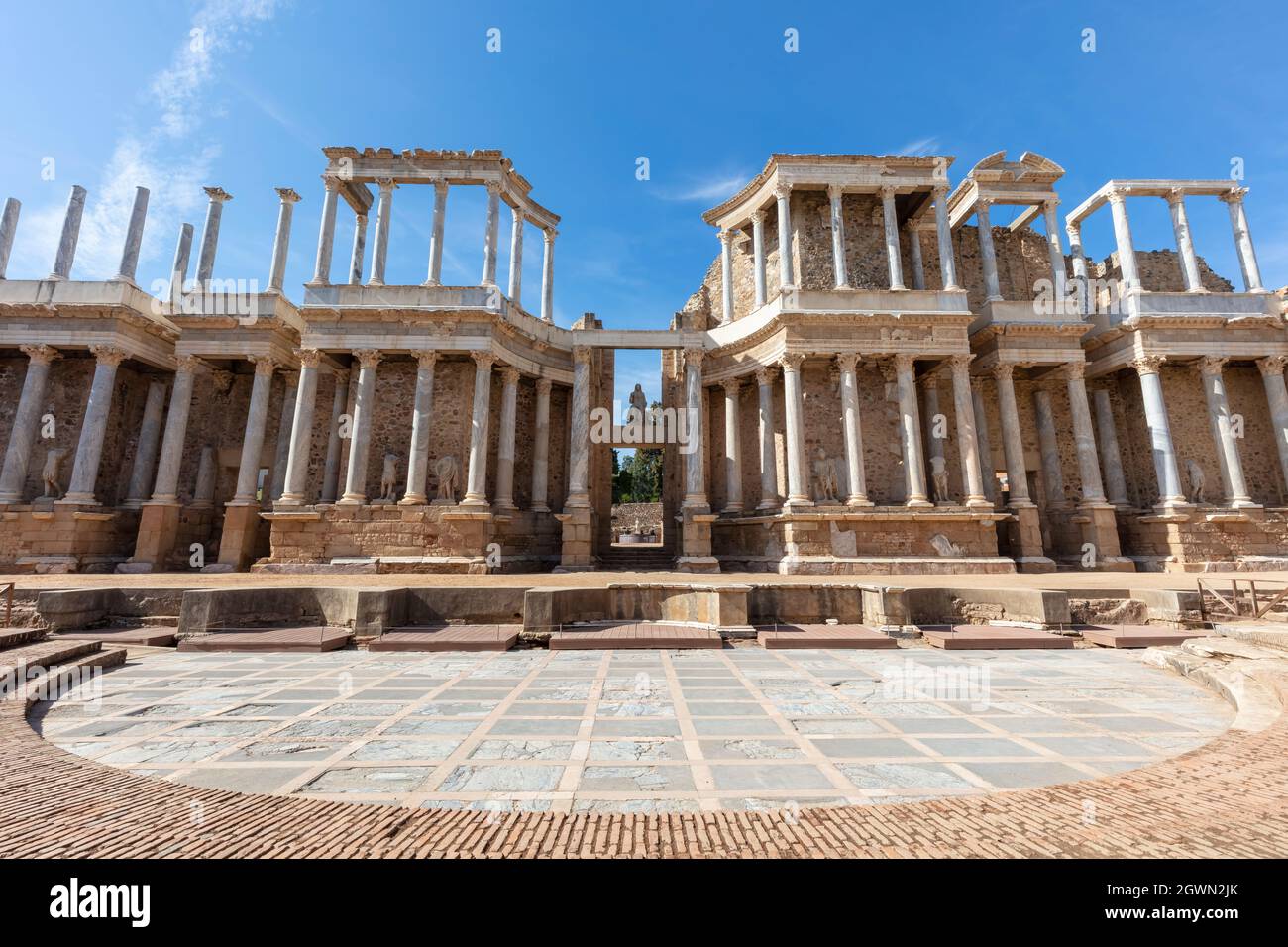 Teatro Romano di Merida, Estremadura, Spagna. Foto Stock