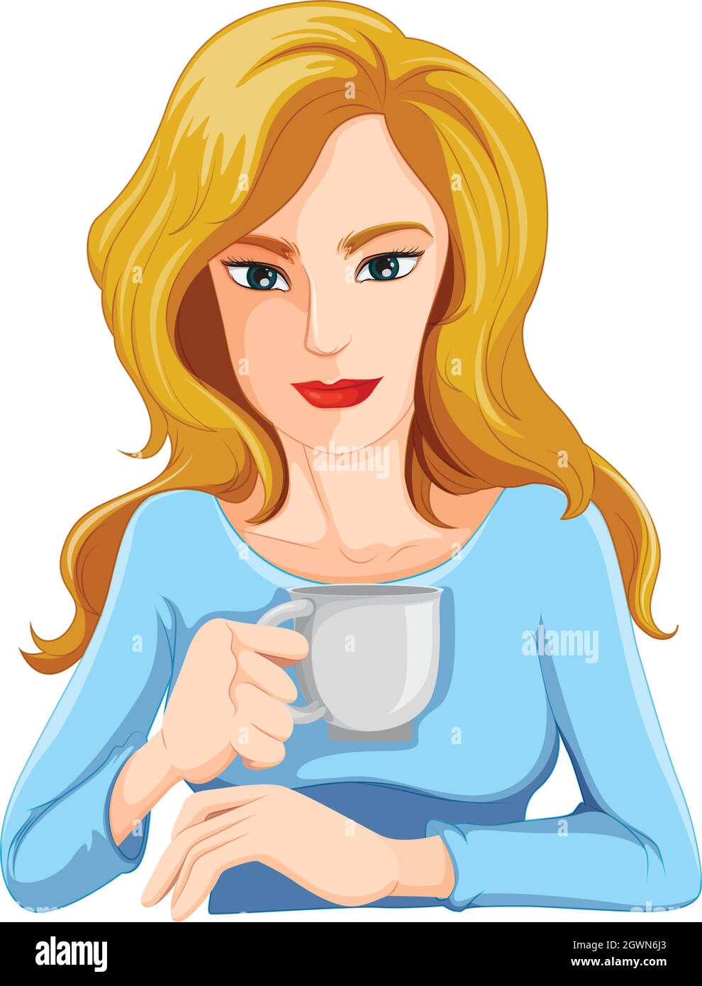 Una donna d'affari che beve un caffè Illustrazione Vettoriale