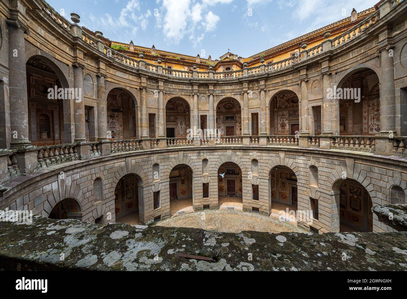 La Villa Farnese, detta anche Villa Caprarola, un palazzo pentagonale a Caprarola in provincia di Viterbo, Lazio settentrionale, Italia Foto Stock