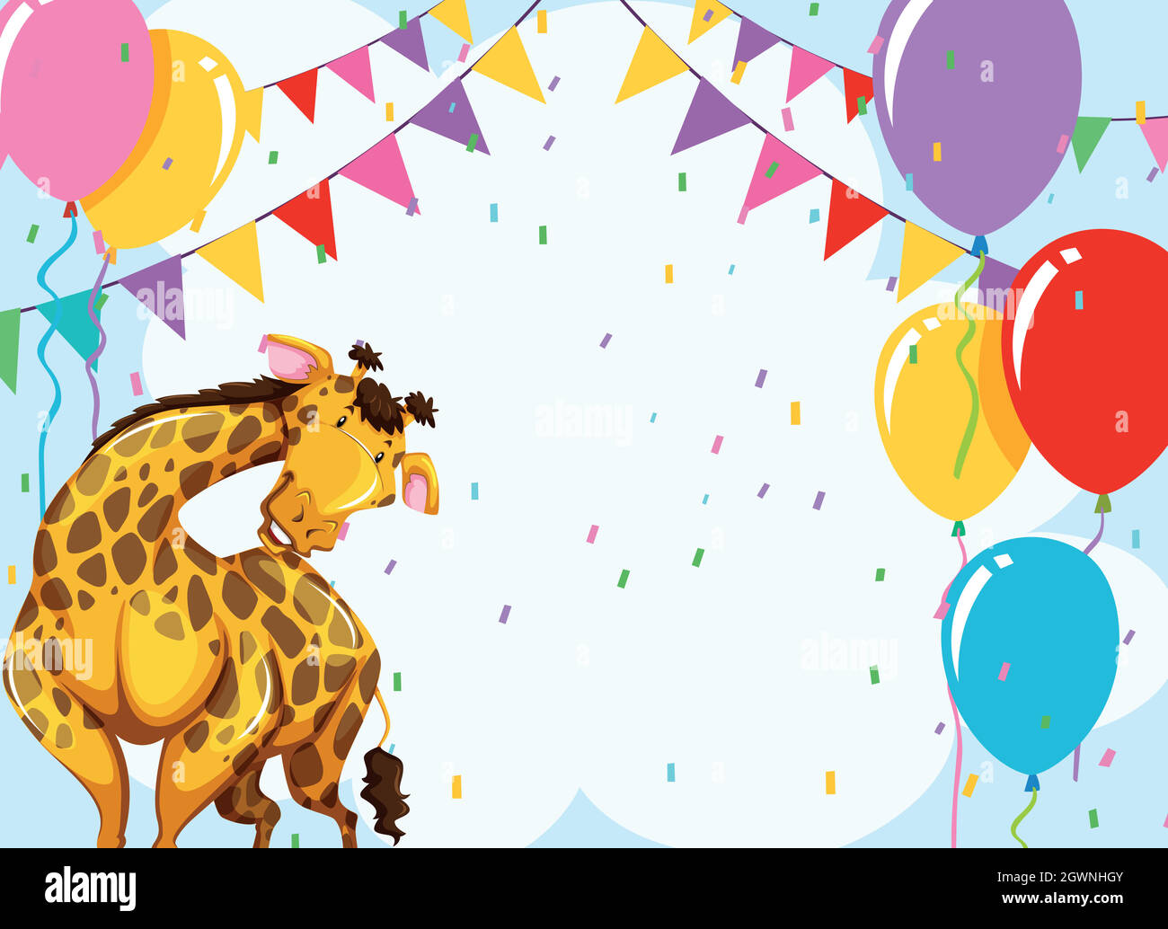 Divertimento giraffa scena party Illustrazione Vettoriale