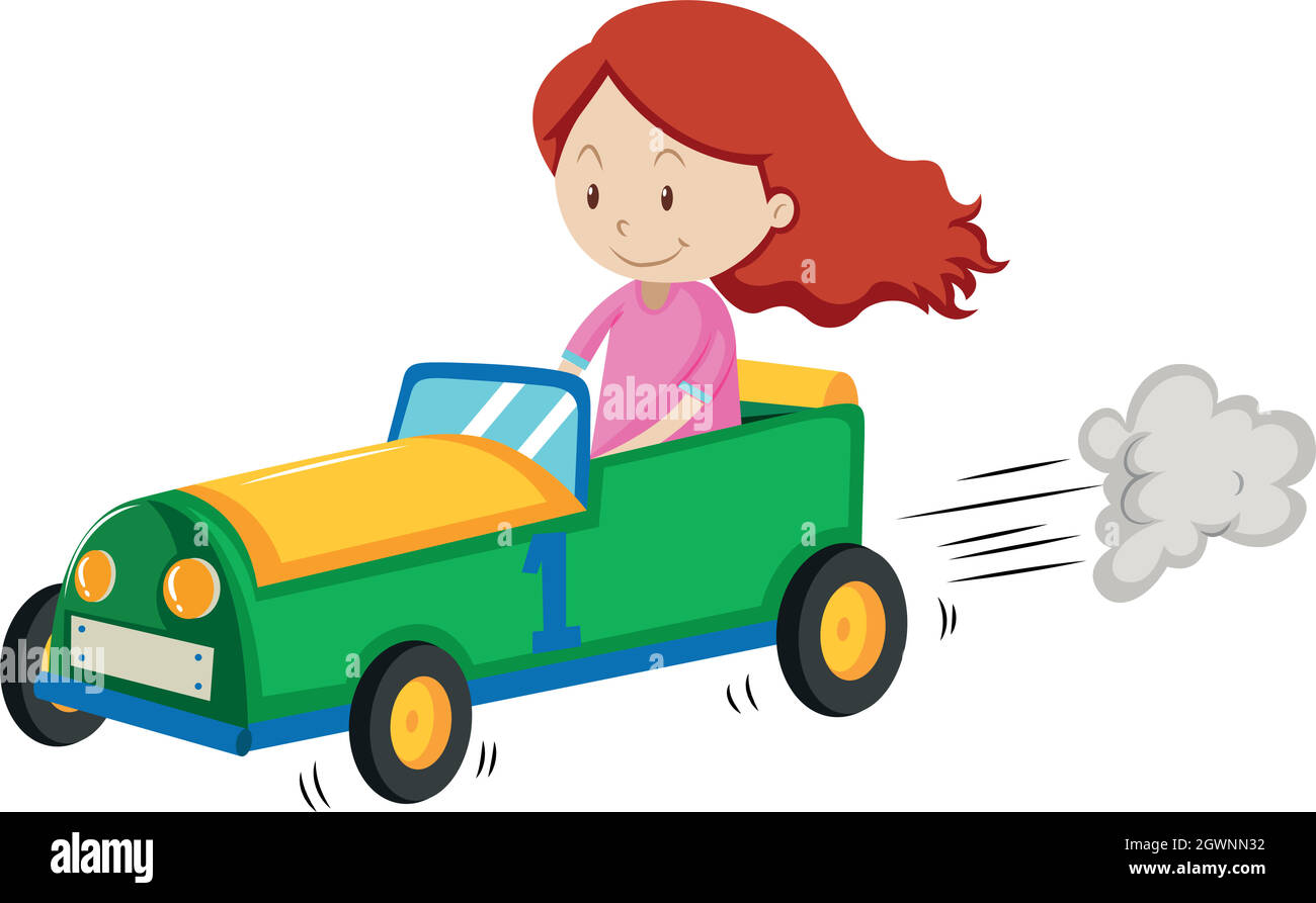Bambina che corre un'auto Illustrazione Vettoriale