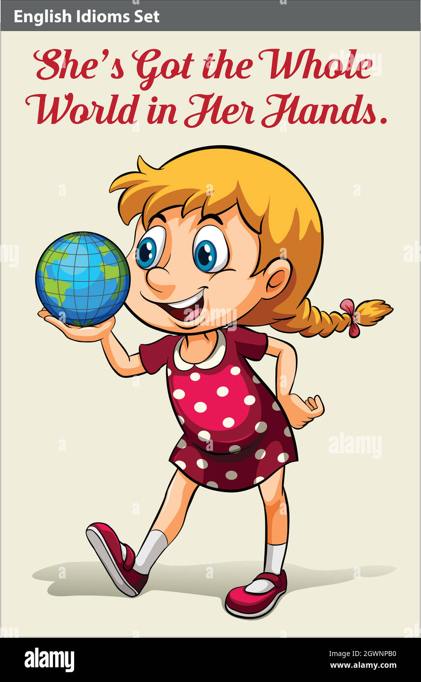 Una giovane ragazza che tiene il globo Illustrazione Vettoriale