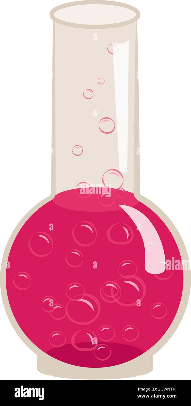 Fiasca con liquido rosa bollente e bolle. Halloween pozione party decorazione o pozione d'amore per San Valentino Illustrazione Vettoriale