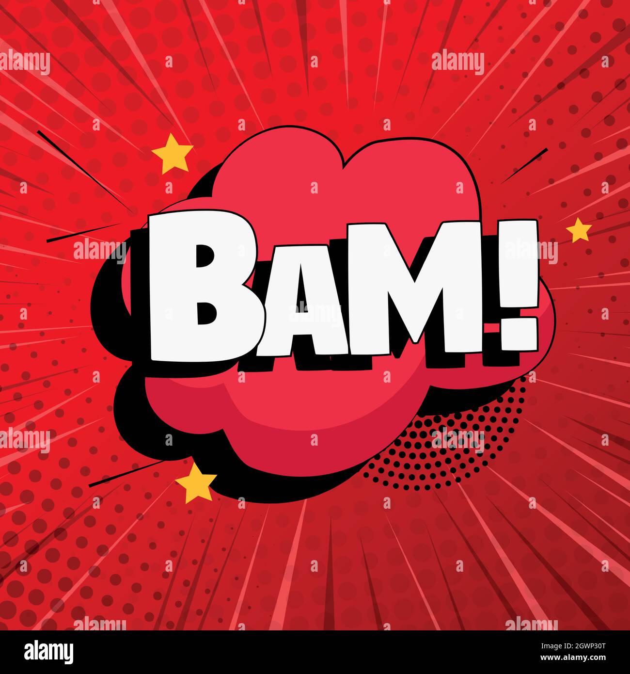 Fumetto zoom iscrizione BAM su sfondo colorato - illustrazione vettoriale Illustrazione Vettoriale