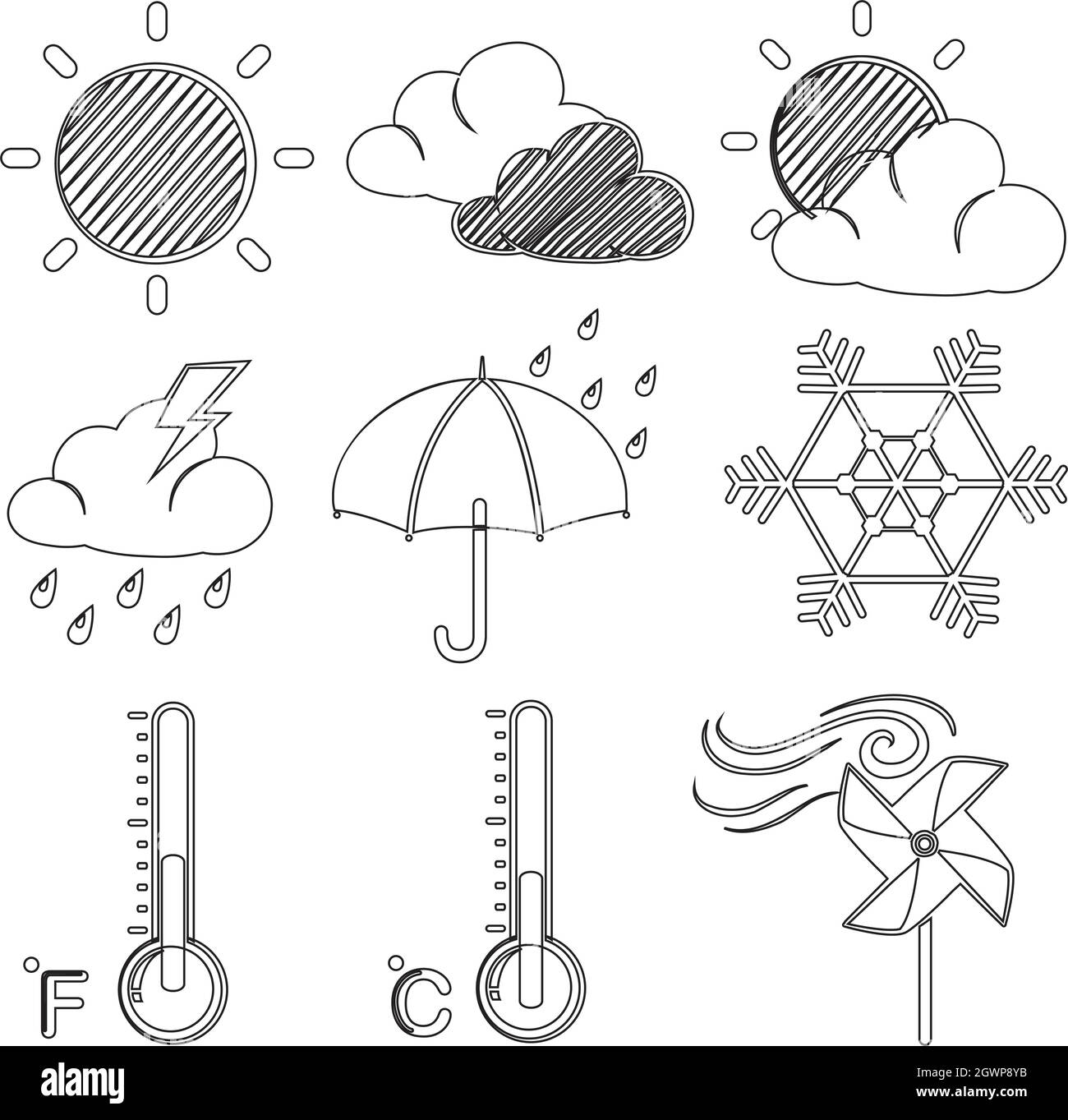Condizioni meteorologiche diverse Illustrazione Vettoriale