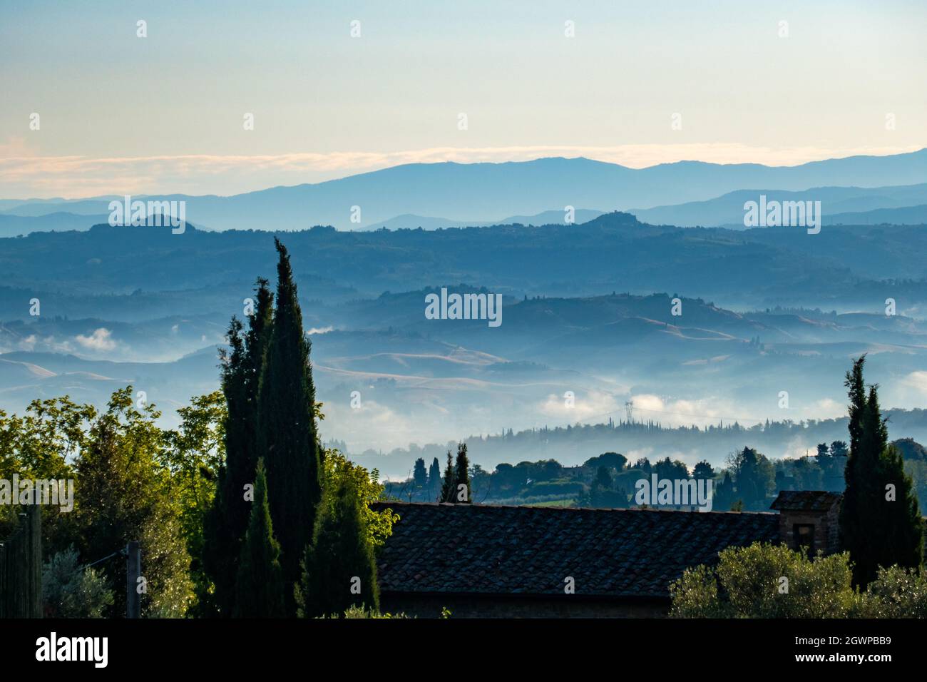 Paesaggio lungo Via Francigena, Toscana Foto Stock