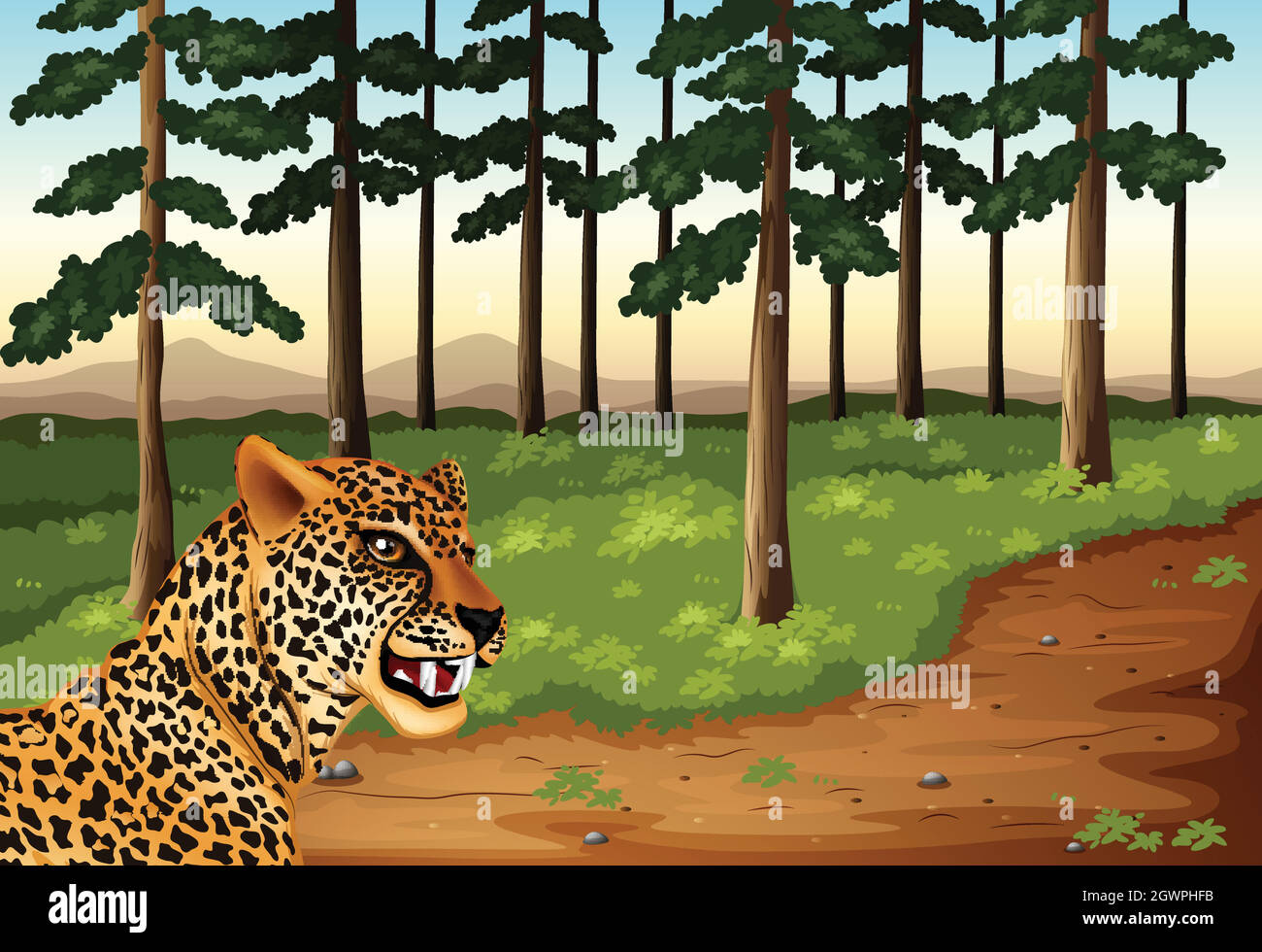 un leopardo nella foresta Illustrazione Vettoriale