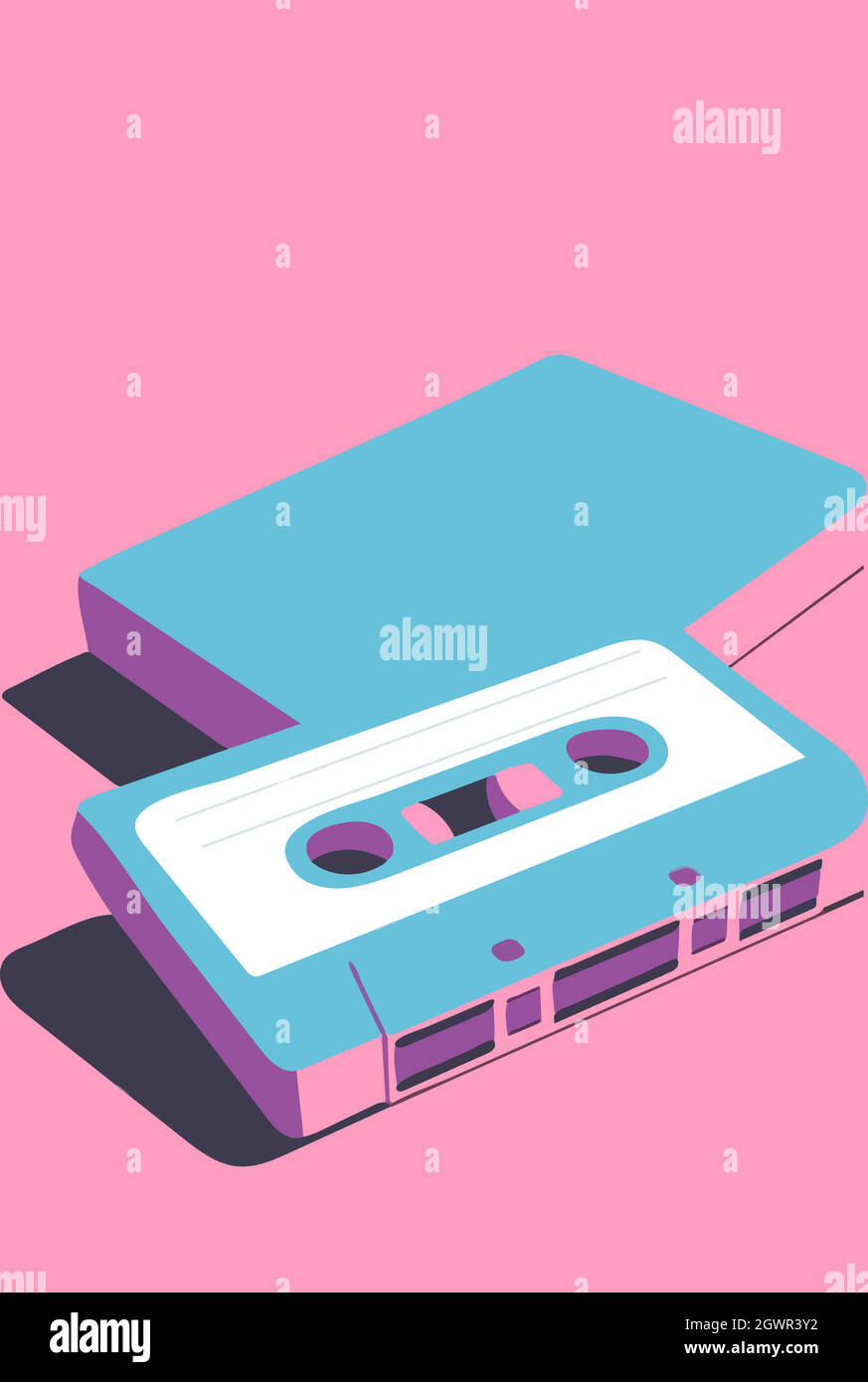 Immagine vettoriale delle cassette blu su sfondo rosa Illustrazione Vettoriale