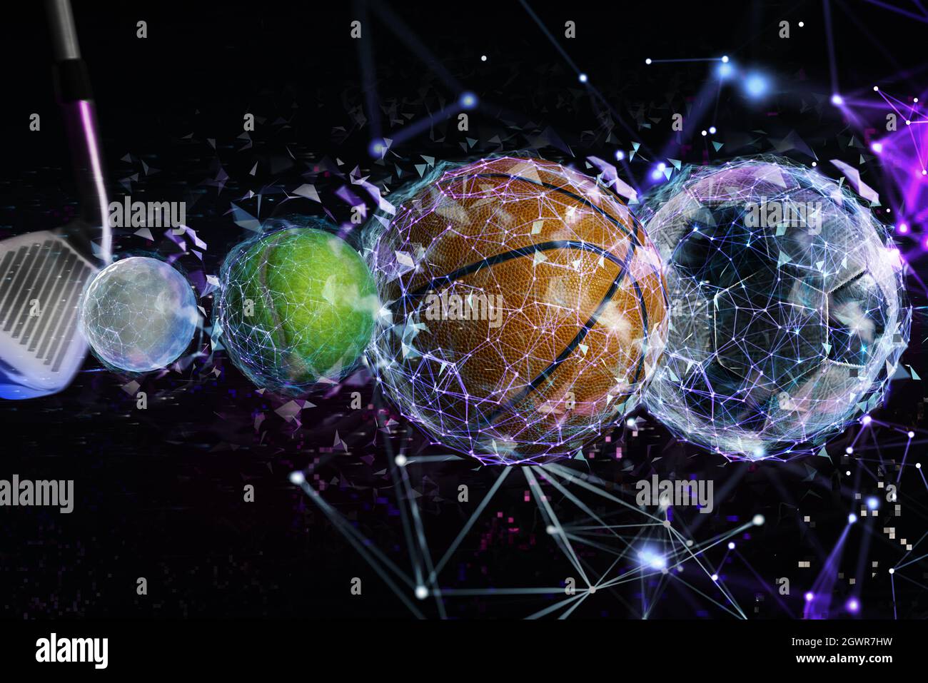 Internet live streaming di una partita di calcio, basket, tennis e golf Foto Stock