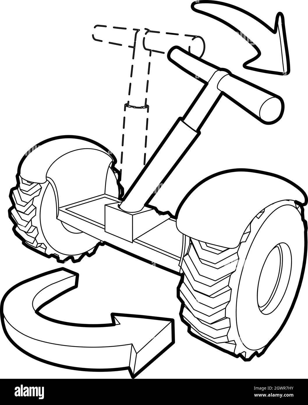 Inclinate icona segway, stile contorno Illustrazione Vettoriale