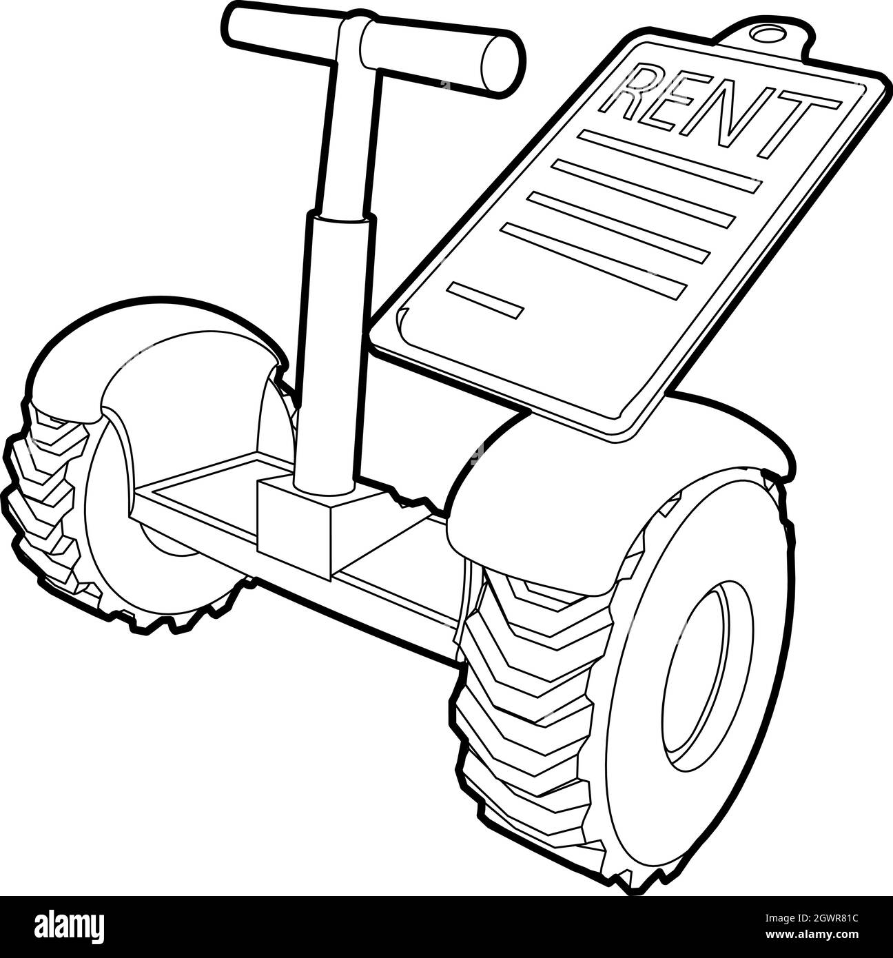 Affitto segway icona, stile contorno Illustrazione Vettoriale