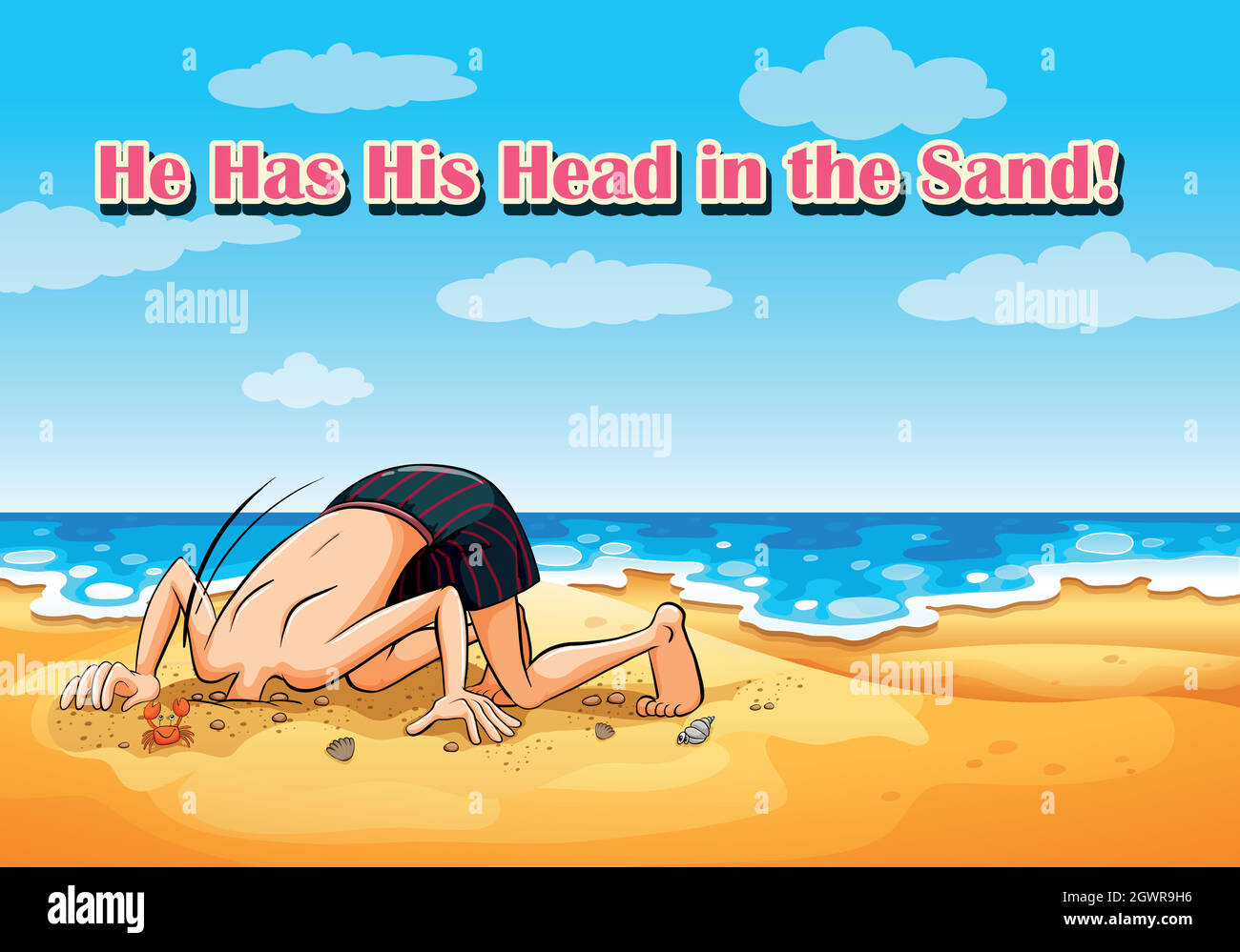 Idioma sul poster perché ha la testa in sabbia Illustrazione Vettoriale