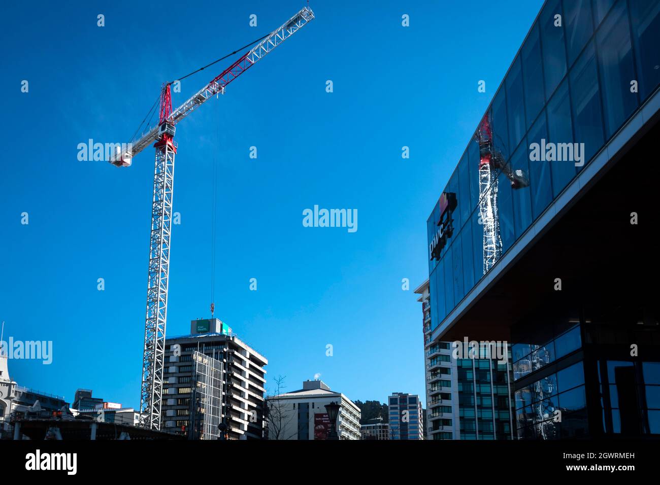 Gru a torre, Wellington, Isola del Nord, Nuova Zelanda Foto Stock